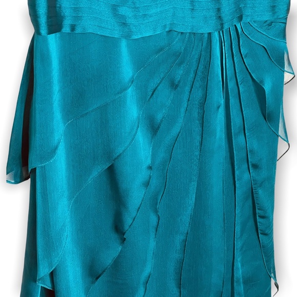 Adrianna Papell Occasions Cascading Tiered Ruffle Chiffon Dress Teal 12 - Picture 4 of 9